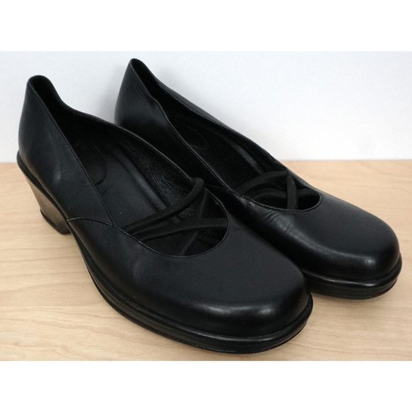 DANSKO Black Leather Slip On Clogs Heels Shoes Size 40 US 9.5 10 - Picture 1 of 9